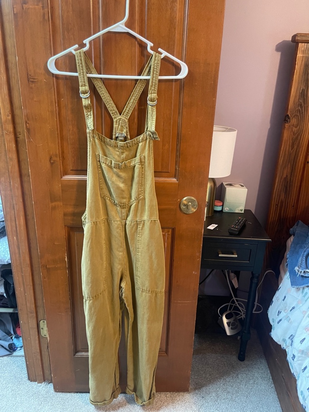 aerie Olive Green Denim Overalls